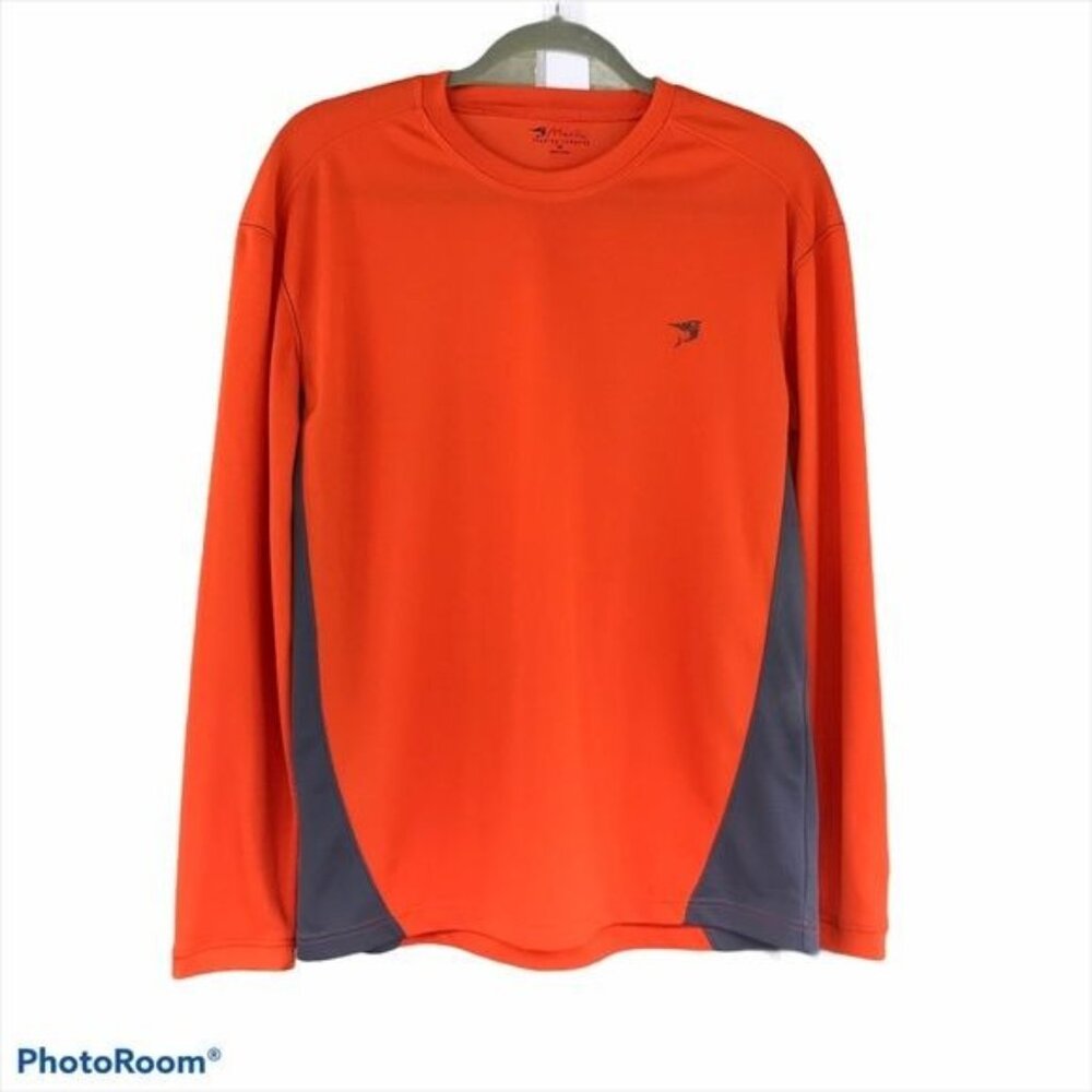 Marlin Trading Company Mens Shirt Long Sleeve Athletic Top Size M Orange